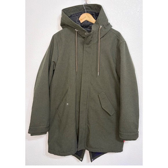 Levi's Other - Levis Mens Hooded Parka Jacket Olive Green Quilted Lined Fishtail Coat Medium
